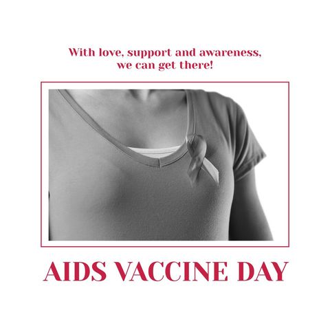 woman wearing red awareness ribbon on aids vaccine day - Download Free Stock Templates Pikwizard.com