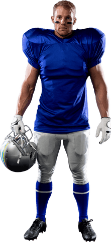 American football player in uniform on transparent background