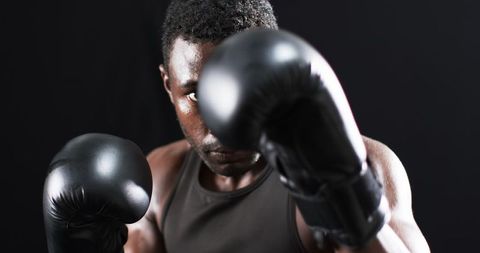 Determined Boxer Training with Intense Focus
