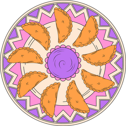Decorative zigzag platter with pastries transparent background