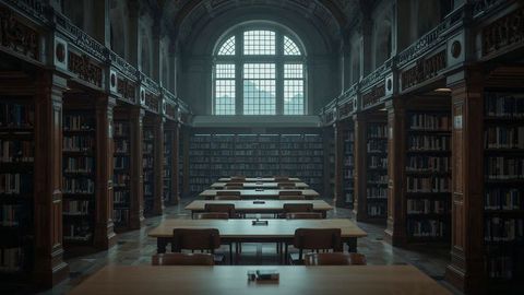 Historic Library Reading Room with Majestic Window Lighting