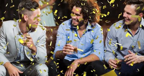 Joyous Celebration with Friends at Lively Bar Party