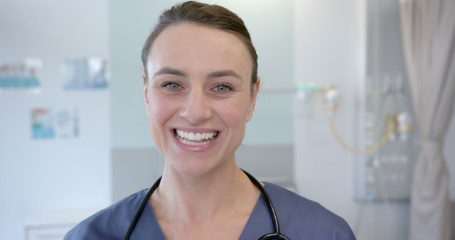 Smiling Female Nurse in Hospital Setting - Download Free Stock Images Pikwizard.com