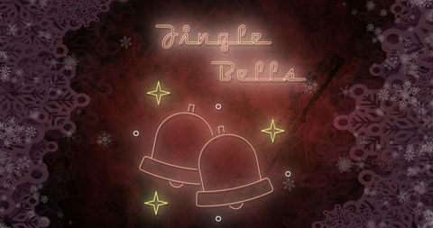 Jingle bells neon art with snowflakes and christmas theme