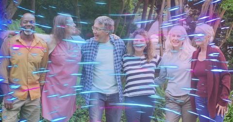 Diverse Friends Celebrating in Enchanted Backyard Setting