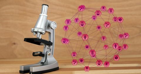 Global Science Connectivity Network with Microscope - Download Free Stock Images Pikwizard.com