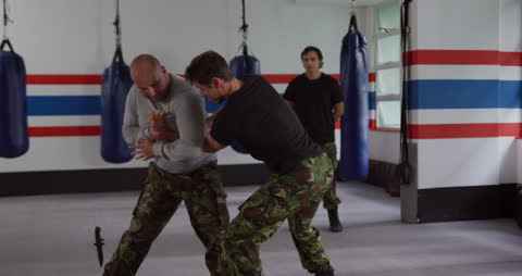 Self Defense Training in Boxing Gym with Instructor and Students