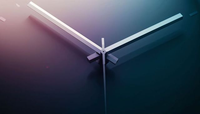 Minimalist Clock Hands on Gradient Surface with Subtle Shadows