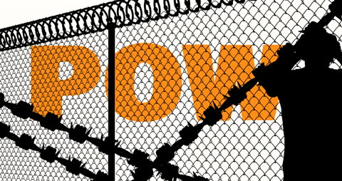 Animated POW Art with Prison Bars and Silhouette