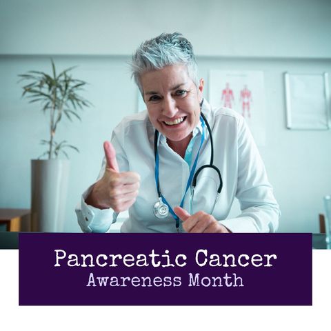 Doctor Promoting Pancreatic Cancer Awareness Conveying Hope