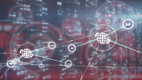 Digital Network Connections Overlay on Futuristic Data Grid
