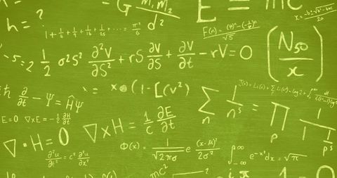 Green Chalkboard Filled With Mathematical Equations and Formulas