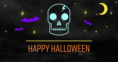 Spooky Skull and Bats with Halloween Greeting