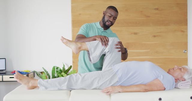 Physiotherapist Treating Elderly Patient with Leg Exercises - Download Free Stock Images Pikwizard.com