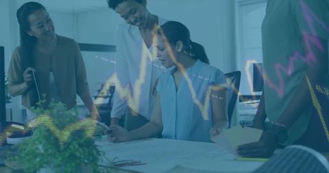 Diverse Business Team Collaborating with Data Visualization