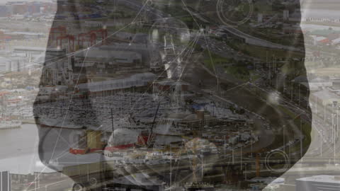 Businessman Holding Light Bulb with Network Connections Overlay