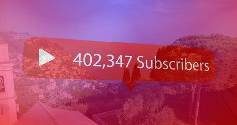 Digital Milestone: Subscriber Count Overlay on Landscape - Download Free Stock Images Pikwizard.com