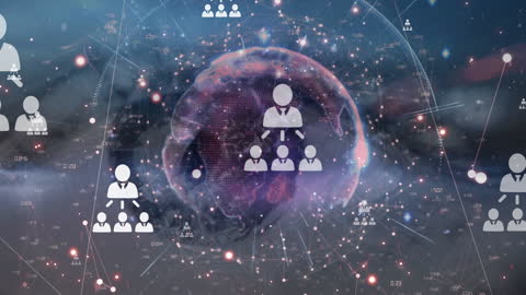 Futuristic Digital Globe with Network and Data Icons