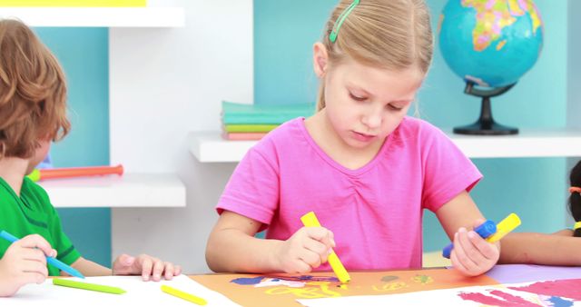 Young Children Drawing and Crafting in Classroom - Download Free Stock Images Pikwizard.com