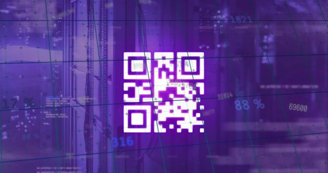 Futuristic Neon QR Code Overlay on Digital Network - Download Free Stock Images Pikwizard.com