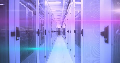 Modern Server Room with Colorful Digital Data Lines - Download Free Stock Images Pikwizard.com