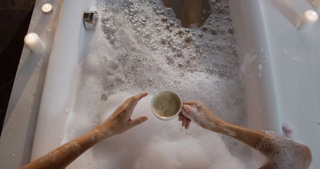 Relaxing Bath with a Cup of Tea and Candlelight - Download Free Stock Images Pikwizard.com