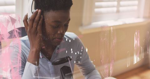 Woman engaged in digital interface network connections