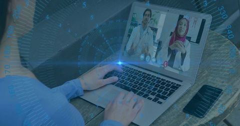 Telehealth consultation on laptop connecting patient with doctors for virtual care