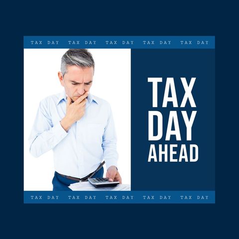 worried man calculating finances for tax day planning - Download Free Stock Templates Pikwizard.com