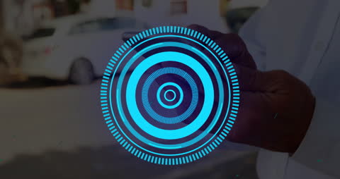 Futuristic Technology Interface with Handheld Smartphone Device