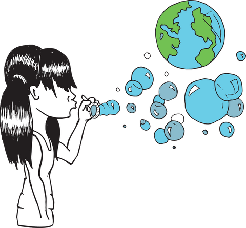 girl blowing bubbles resembling earth transparent image - Download Free Stock Videos Pikwizard.com