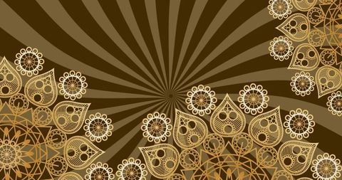 Gold Circular Patterns on Brown Radiating Striped Background - Download Free Stock Images Pikwizard.com