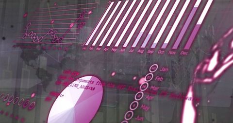 Dynamic global data visualization interface with digital graphics