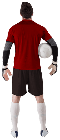 Transparent Soccer Goalkeeper Holding Ball in Red Uniform