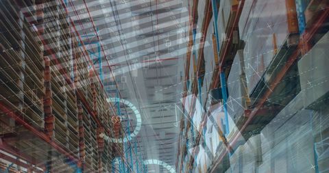 Finance Data Overlaid on Warehouse Shelves - Download Free Stock Images Pikwizard.com