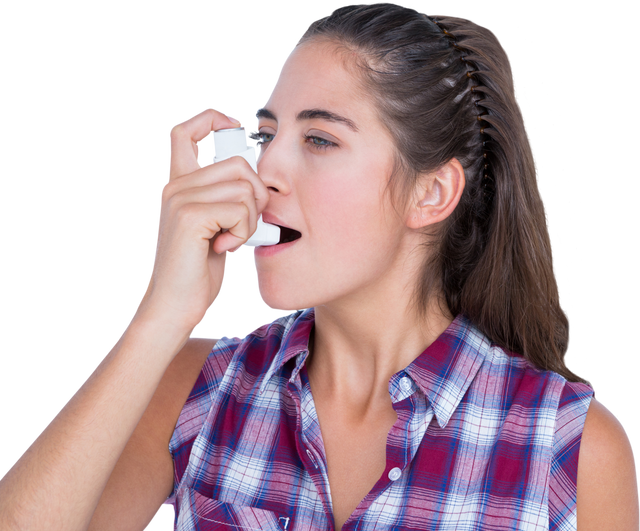 Woman Using Transparent Asthma Inhaler for Breathing - Download Free Stock Videos Pikwizard.com