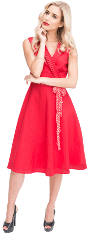 thoughtful woman in red dress looking pensive on transparent background - Download Free Stock Videos Pikwizard.com