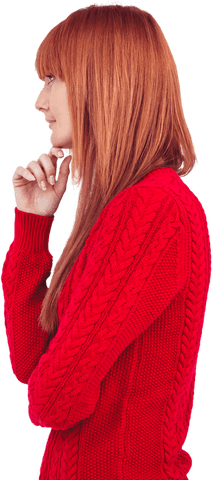 Transparent Profile Woman in Red Sweater Deep in Thought - Download Free Stock Videos Pikwizard.com