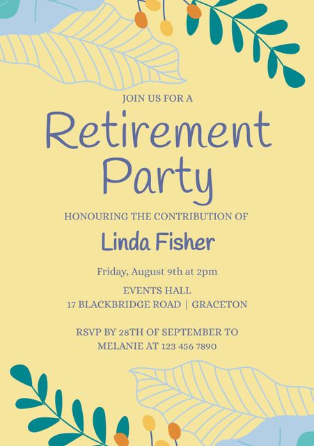 Elegant Retirement Party Invitation with Serene Leaf Design - Download Free Stock Videos Pikwizard.com