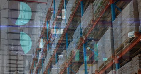 Digital Financial Interface Over Warehouse Racks Highlighting Logistics - Download Free Stock Images Pikwizard.com
