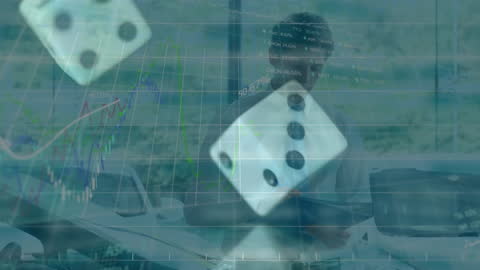 Double Exposure of Business and Gambling Concept with Dice