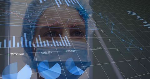 Nurse Interpreting Health Data with Glass Screen Display