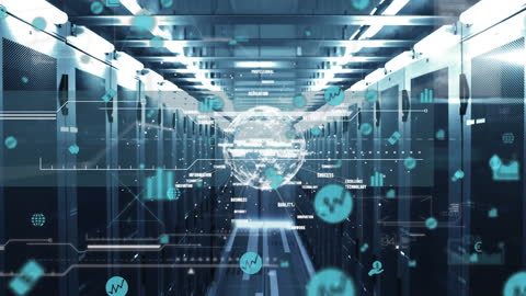 Digital Transformation in Data Center with Financial Icons