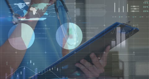 Doctor Analyzing Financial Data and Making Notes