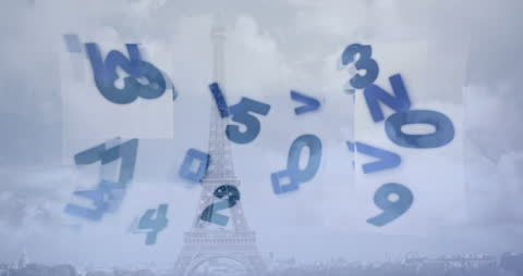 Global Business Concept with Numbers over Famous Landmark