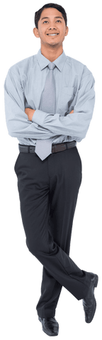 Happy Asian Businessman Smiling with Arms Crossed on Transparent Background