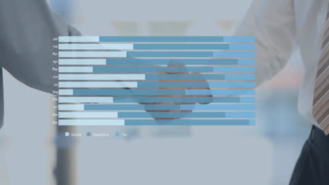 Business Partnership Meeting with Data Analysis Overlay