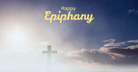 Happy Epiphany Celebration with Cross in Clouds - Download Free Stock Images Pikwizard.com