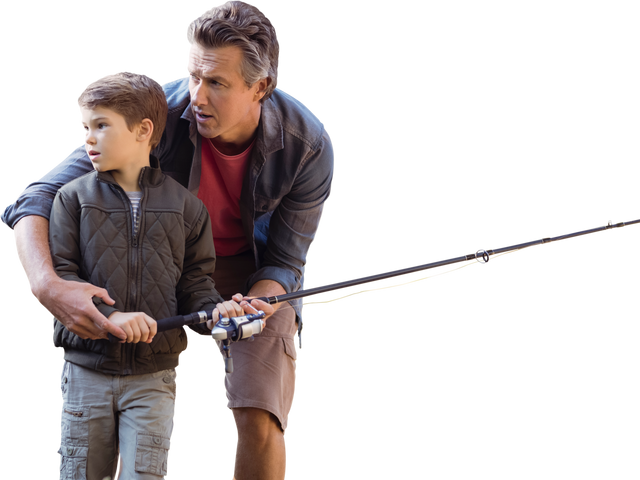 Father Teaching Son Fishing in Transparent Background - Download Free Stock Videos Pikwizard.com