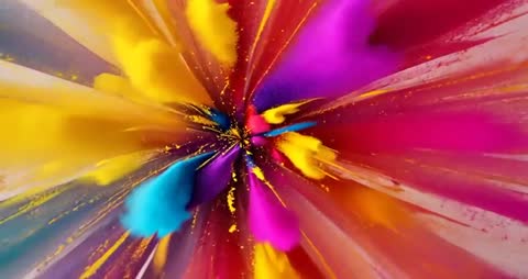 Vibrant Explosion of Colorful Powder Clouds in Motion